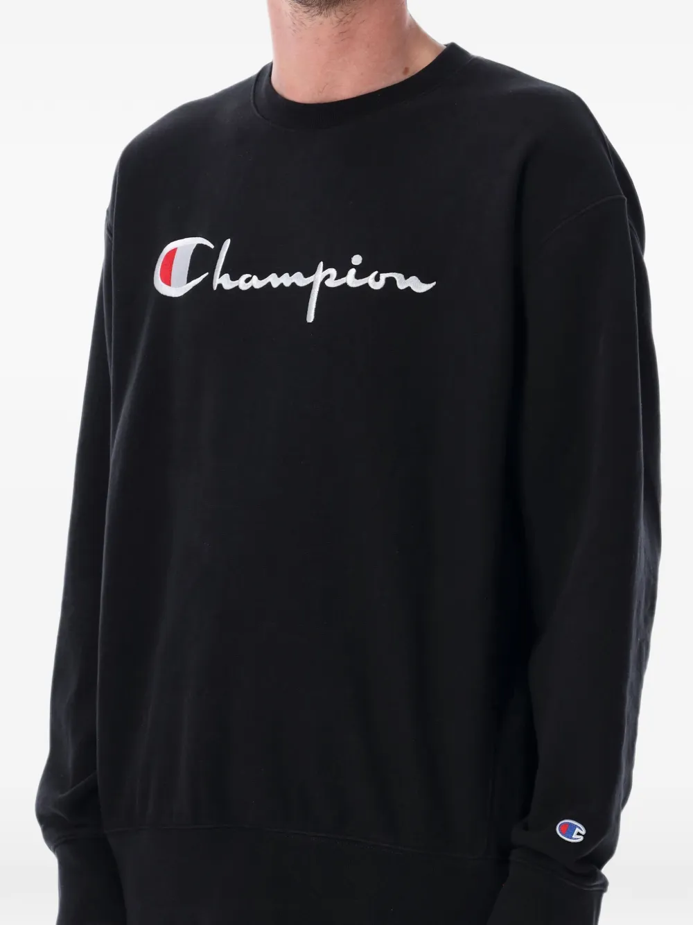 Champion Sweater met geborduurd logo Zwart