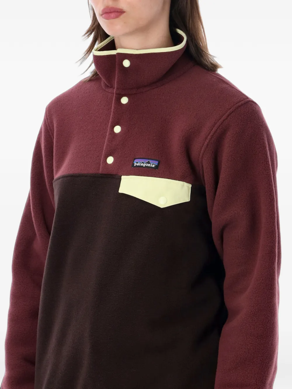 Patagonia Synchilla Snap-T sweater met colourblocking Bruin