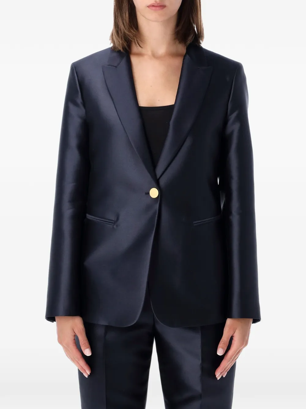 Alberta Ferretti satin-finish single-breasted blazer - Blau