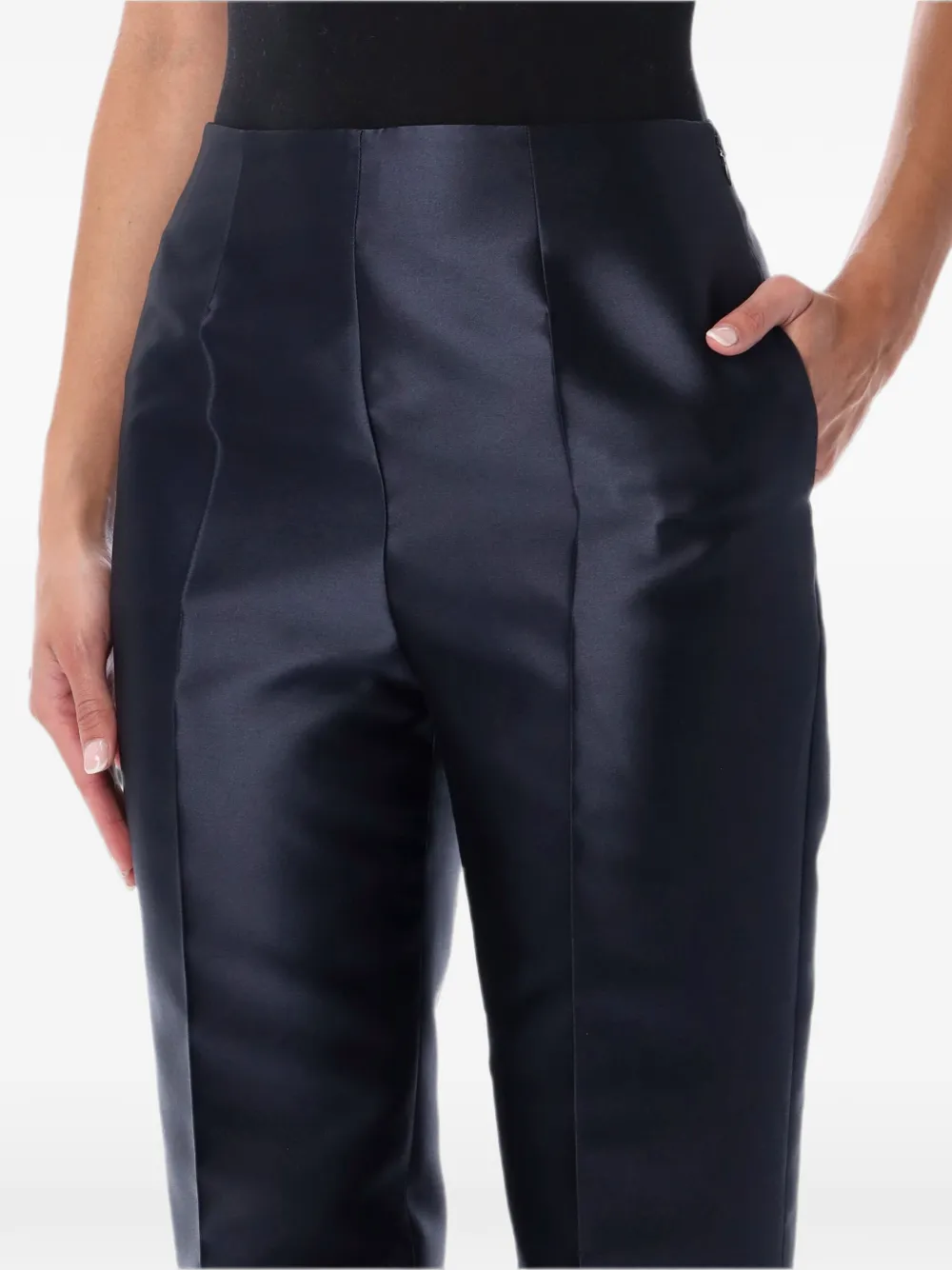 Alberta Ferretti Pantalon met satijnen afwerking Blauw