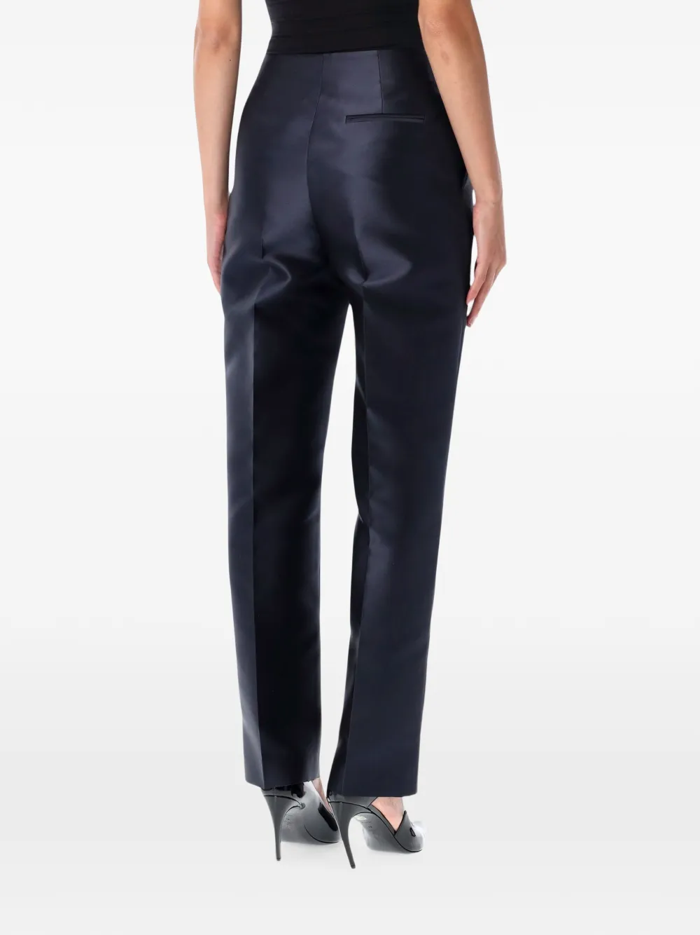 Alberta Ferretti Pantalon met satijnen afwerking Blauw