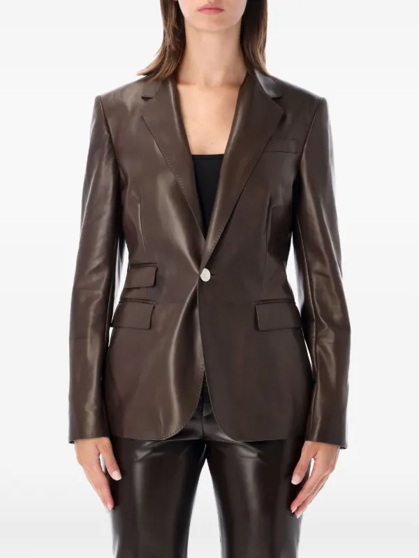 Ralph Lauren Purple Label Parker Leather Blazer in Brown