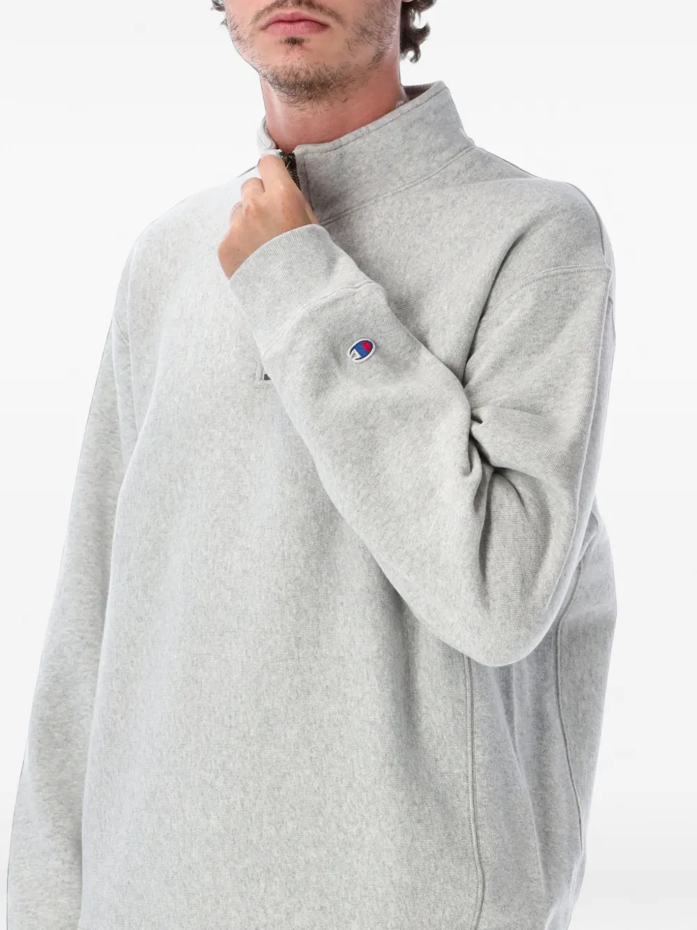 Champion Trui met logopatch en rits Grijs