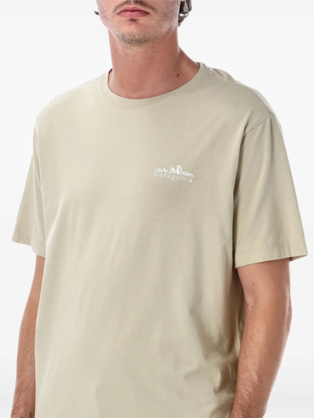 Patagonia Fitz Roy Foothills T-shirt met logoprint Beige