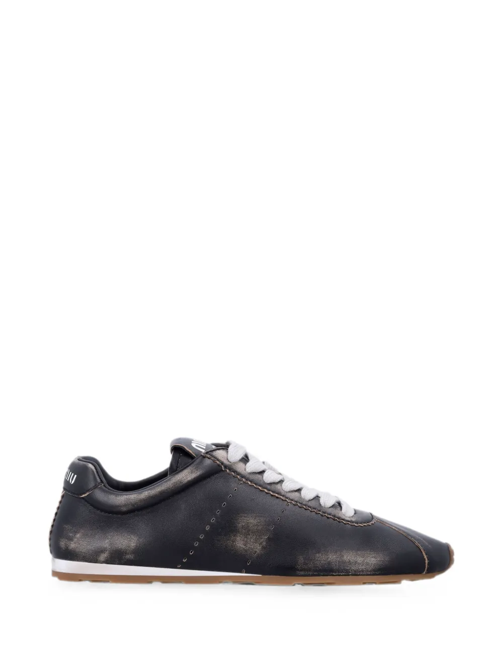 Miu distressed leather sneakers Zwart