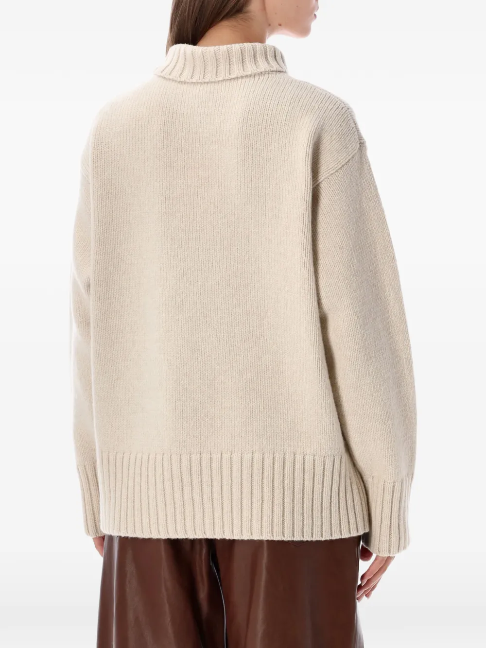 Róhe Ribbed-knit Roll-neck Sweater in Neutrals, view 2