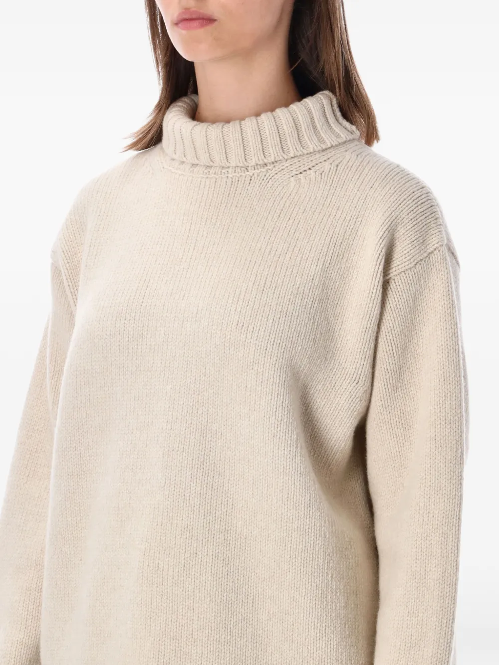 Róhe Ribbed-knit Roll-neck Sweater in Neutrals, view 3