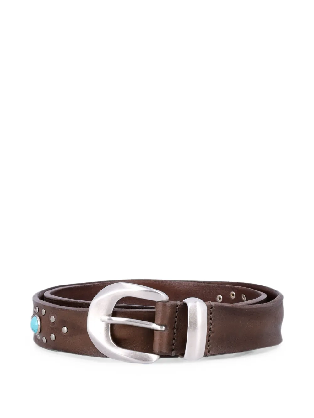 MANCINI 1979 Alfred stud-embellished leather belt - Marrone