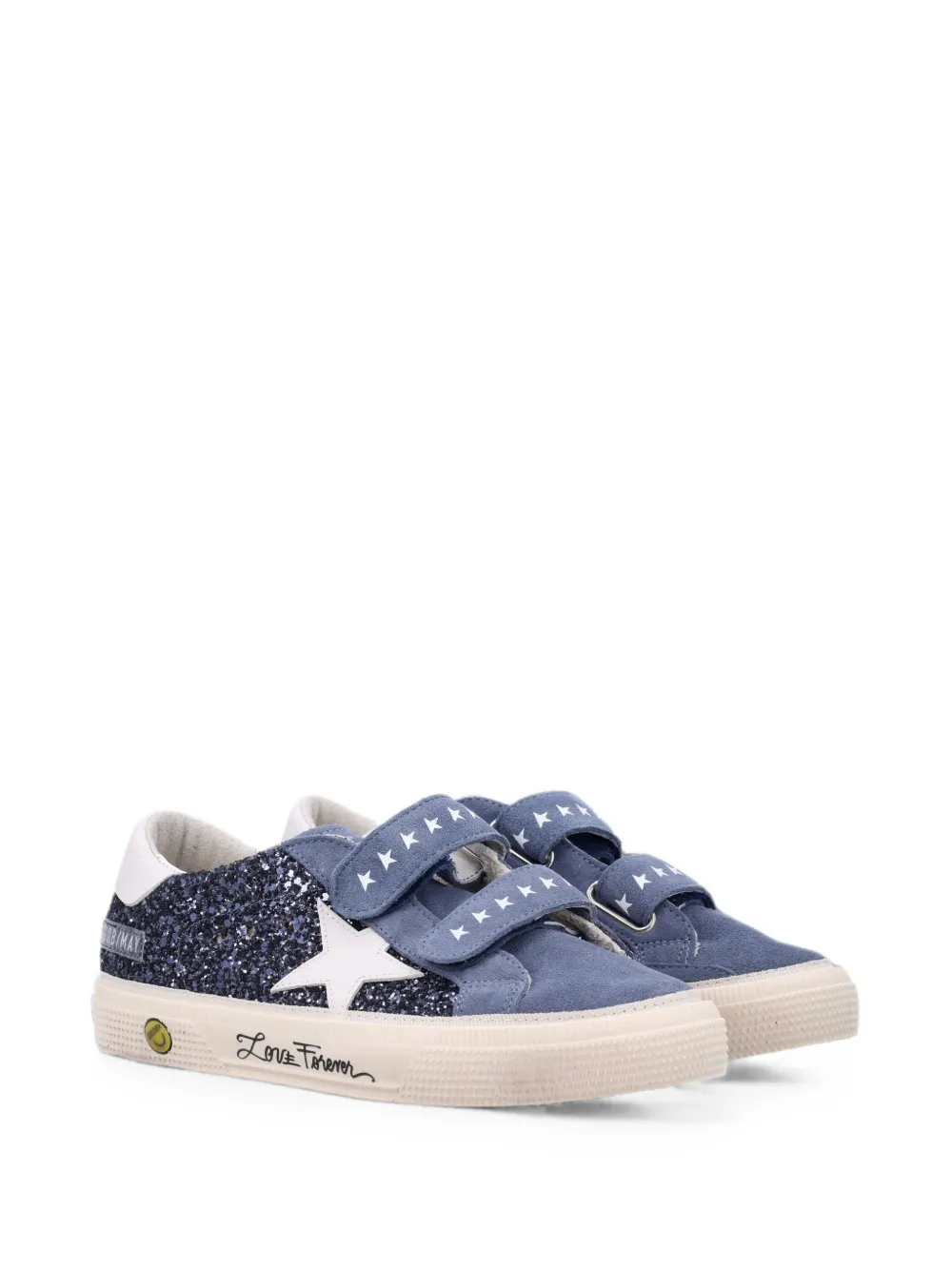 Golden Goose Kids glittered touch-strap sneakers Blauw