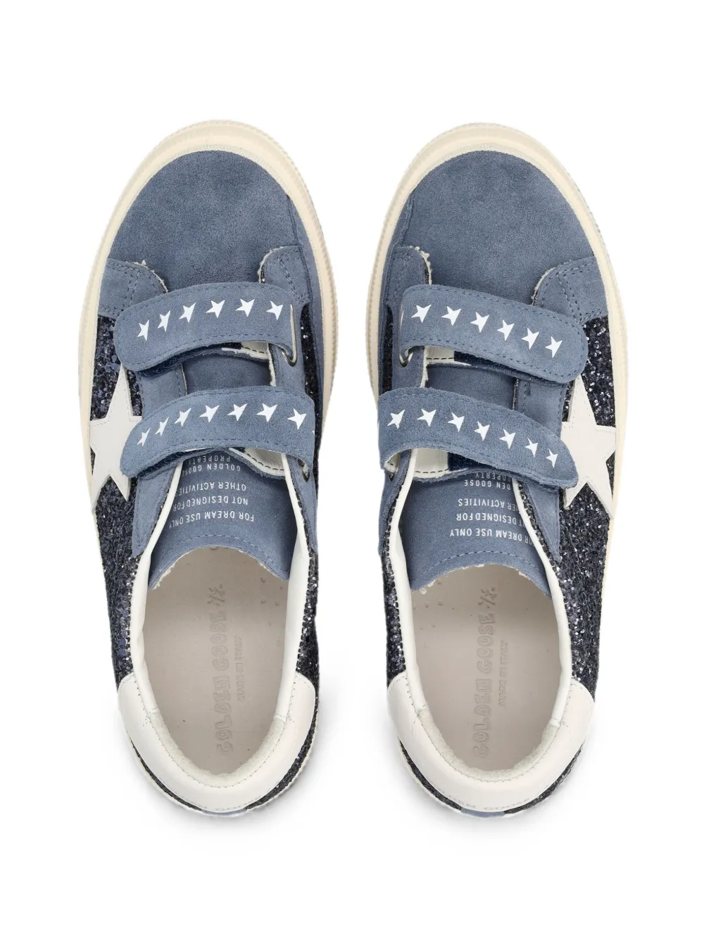 Golden Goose Kids glittered touch-strap sneakers Blauw