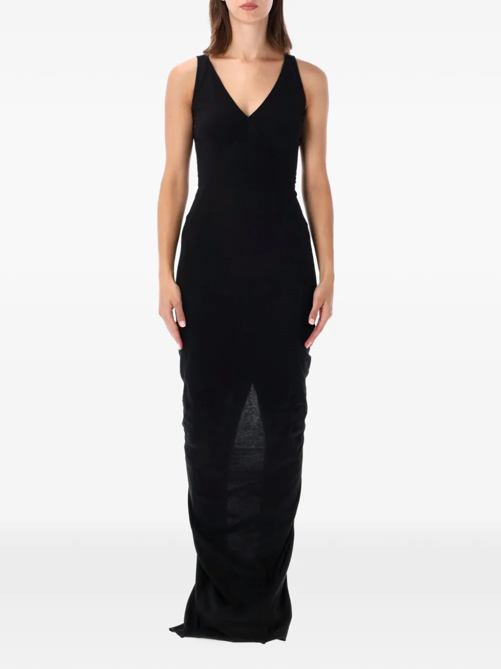 Rick Owens DRKSHDW DRKSHDW ruched V-neck maxi dress - Nero
