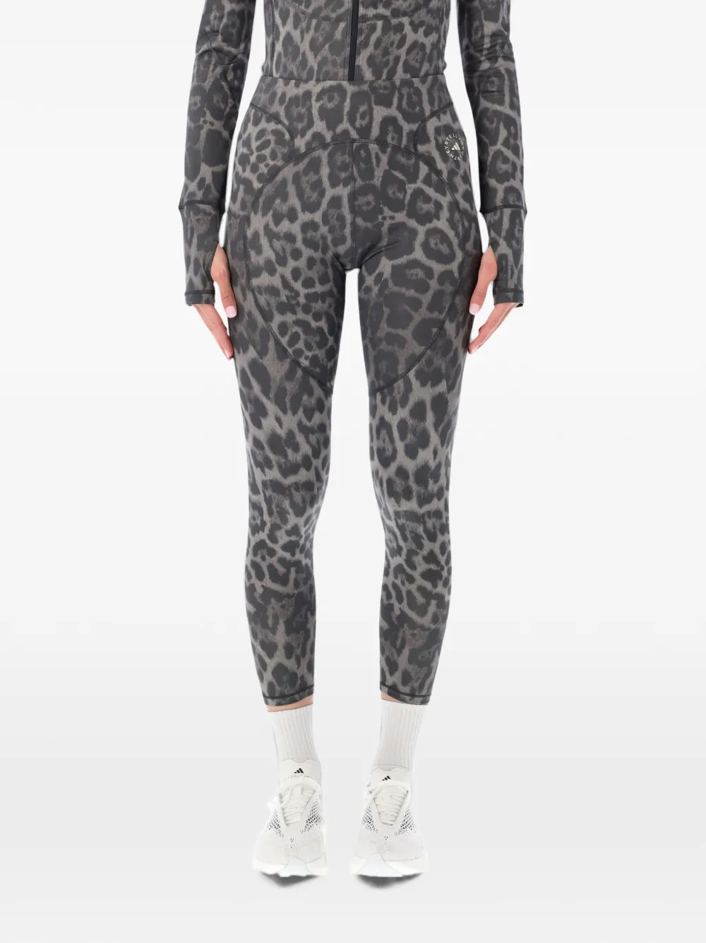 adidas by Stella McCartney leopard-print track pants - Grigio