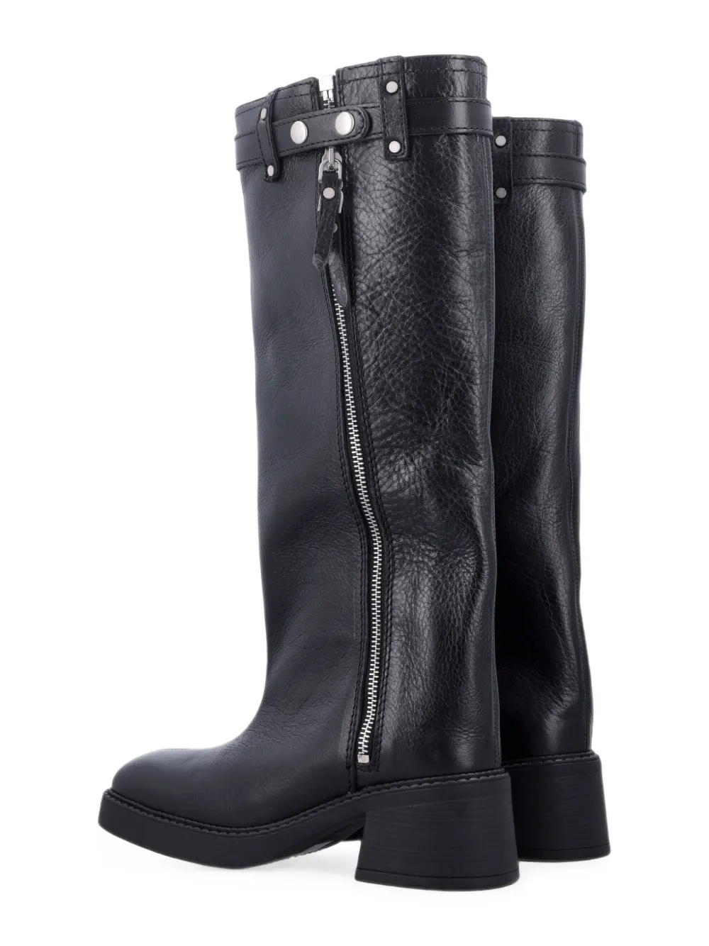 Miista Izolda buckled zip-up calf leather boots Zwart