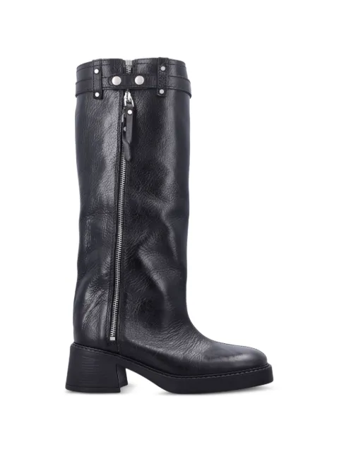 Miista botas Izolda de piel de becerro con cremallera y hebilla