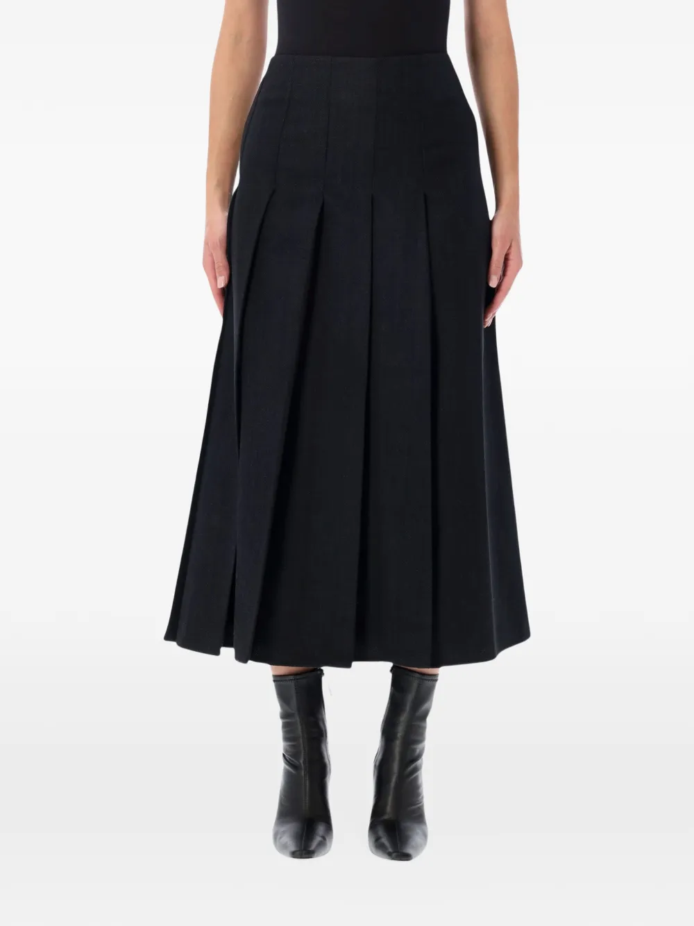 Studio Nicholson Fuse pleated A-line maxi skirt Zwart