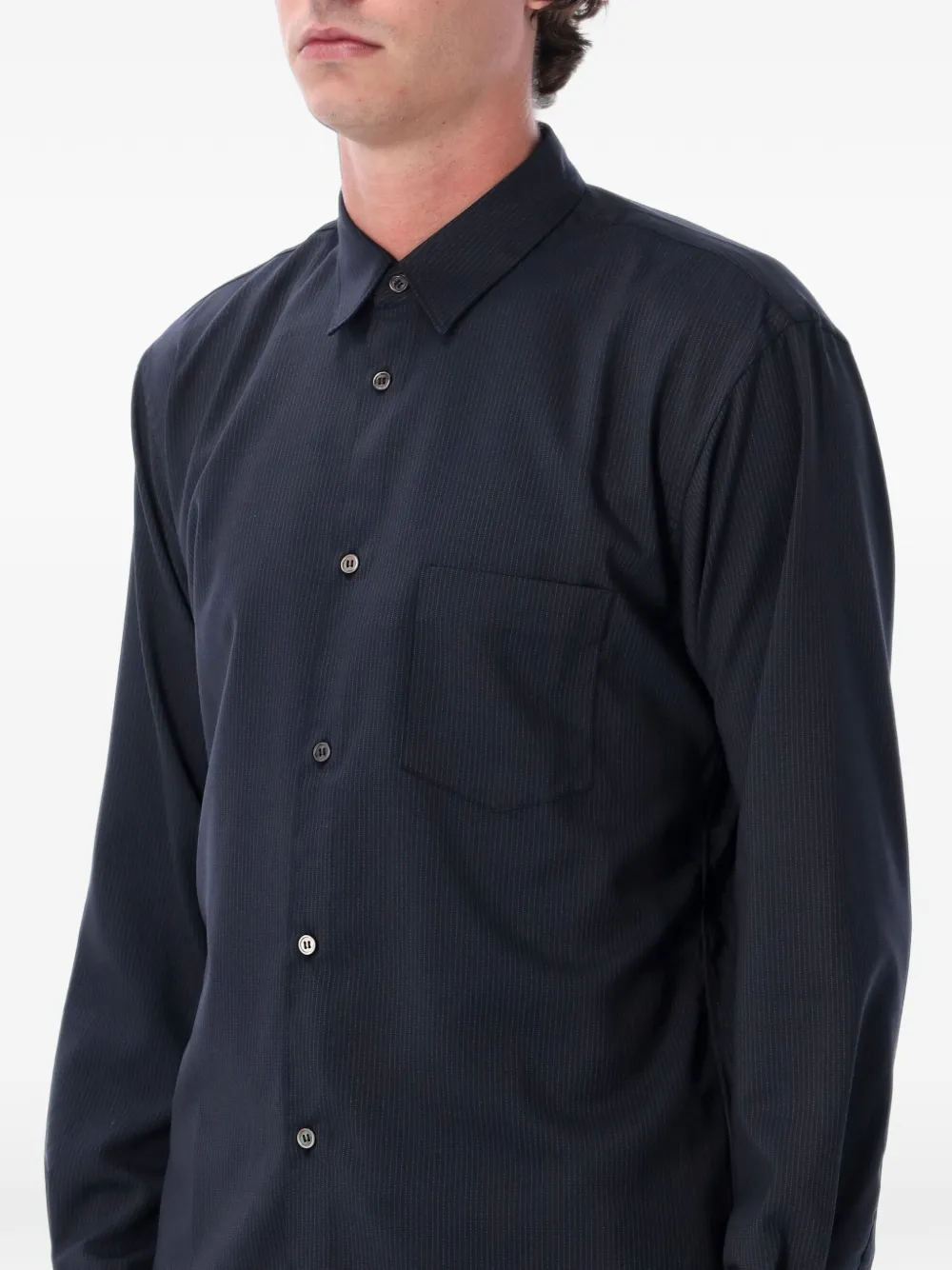 Comme Des Garçons Shirt Overhemd met krijtstreep en borstzak Blauw