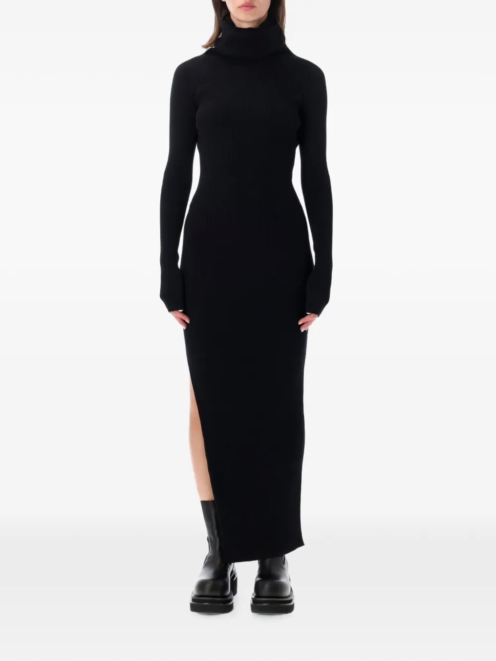Rick Owens ribbed-knit roll-neck dress - Schwarz