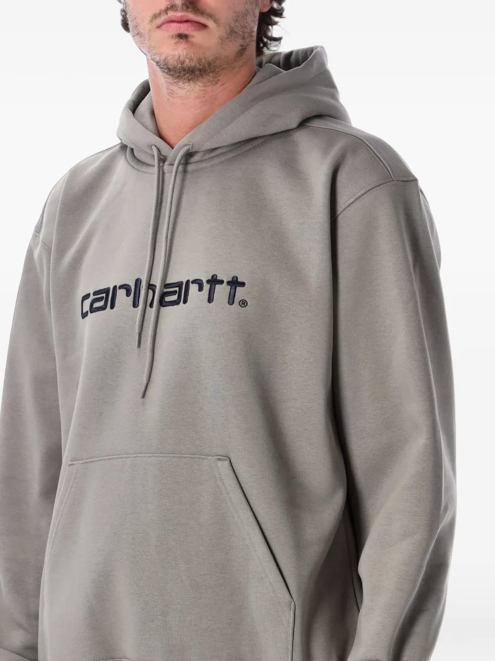 Carhartt WIP logo-embroidered drawstring hoodie Grijs