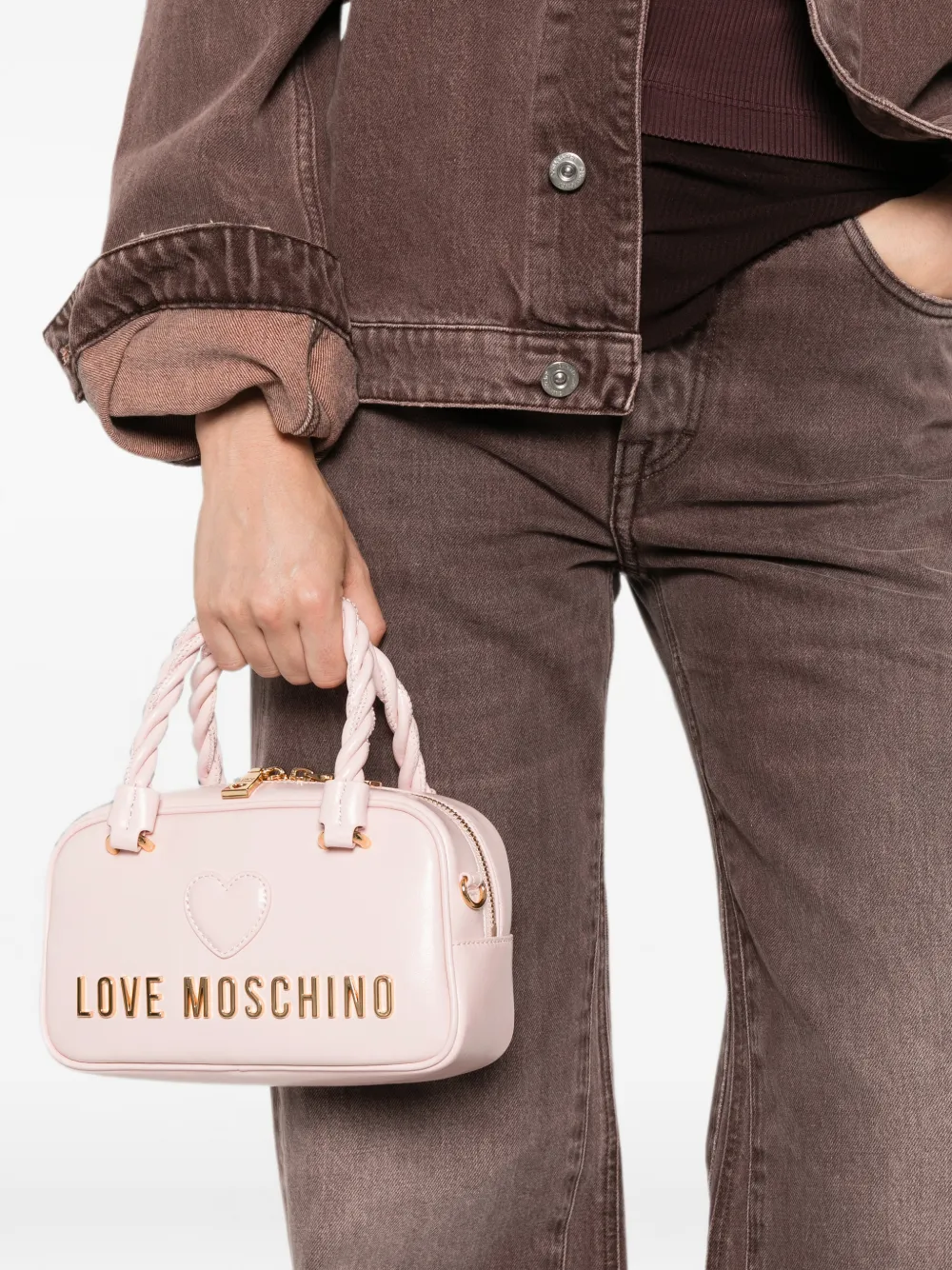 Love Moschino Shopper met hartpatch Roze