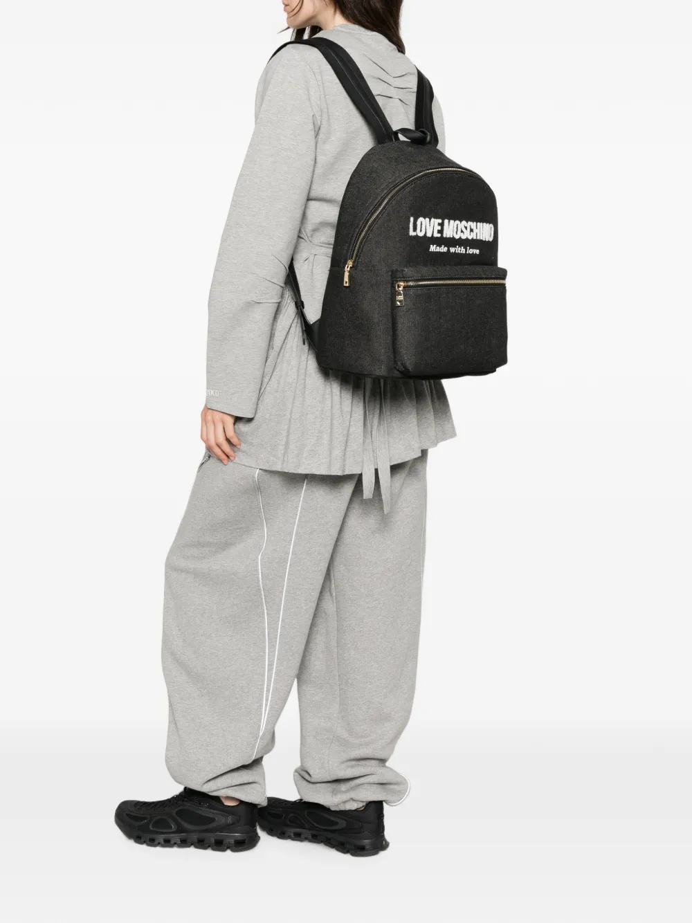 Love Moschino Rugzak met logopatch Zwart
