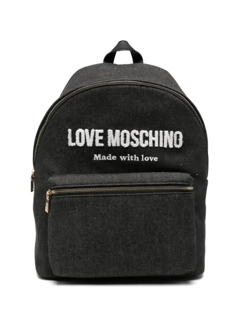 Love Moschino logo-patch denim backpack
