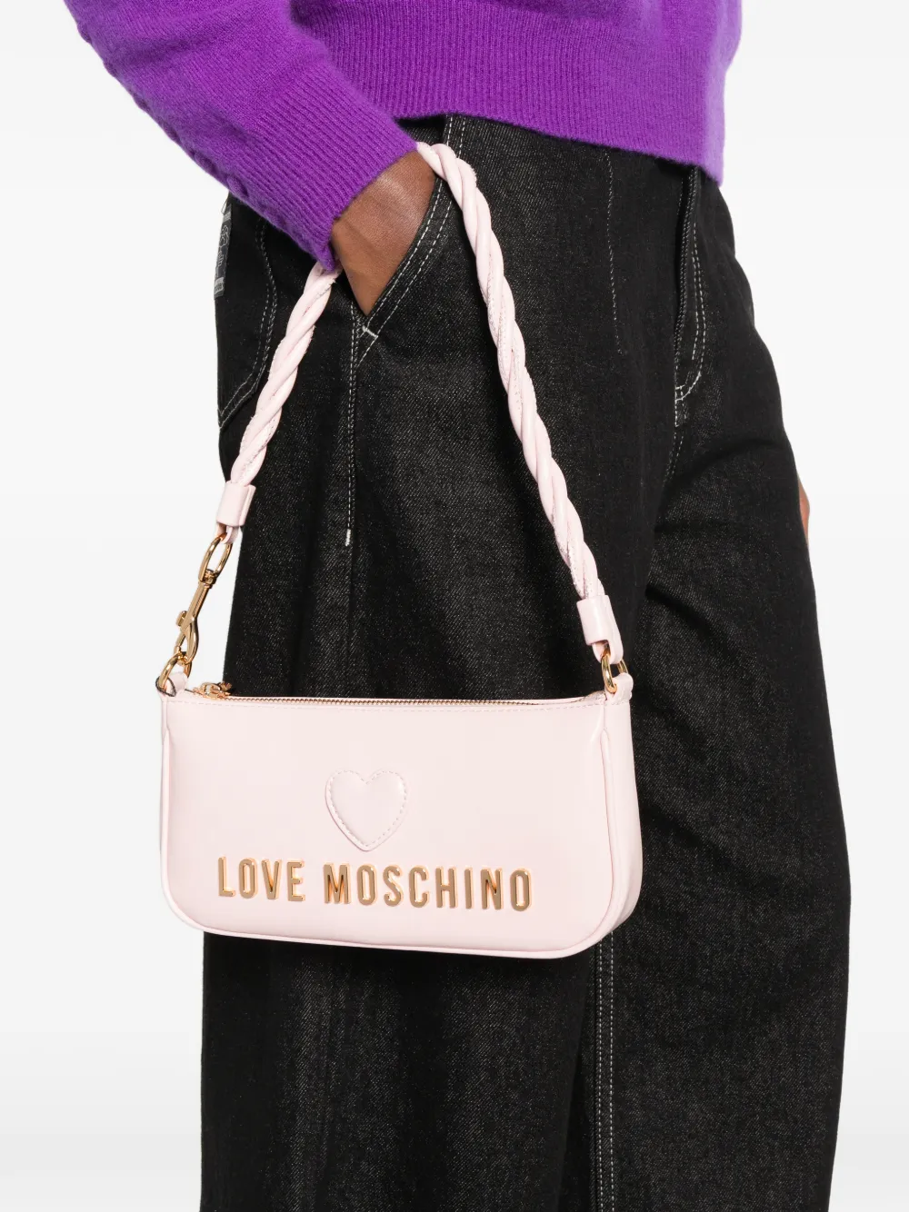 Love Moschino logo-plaque heart-patch tote bag Roze