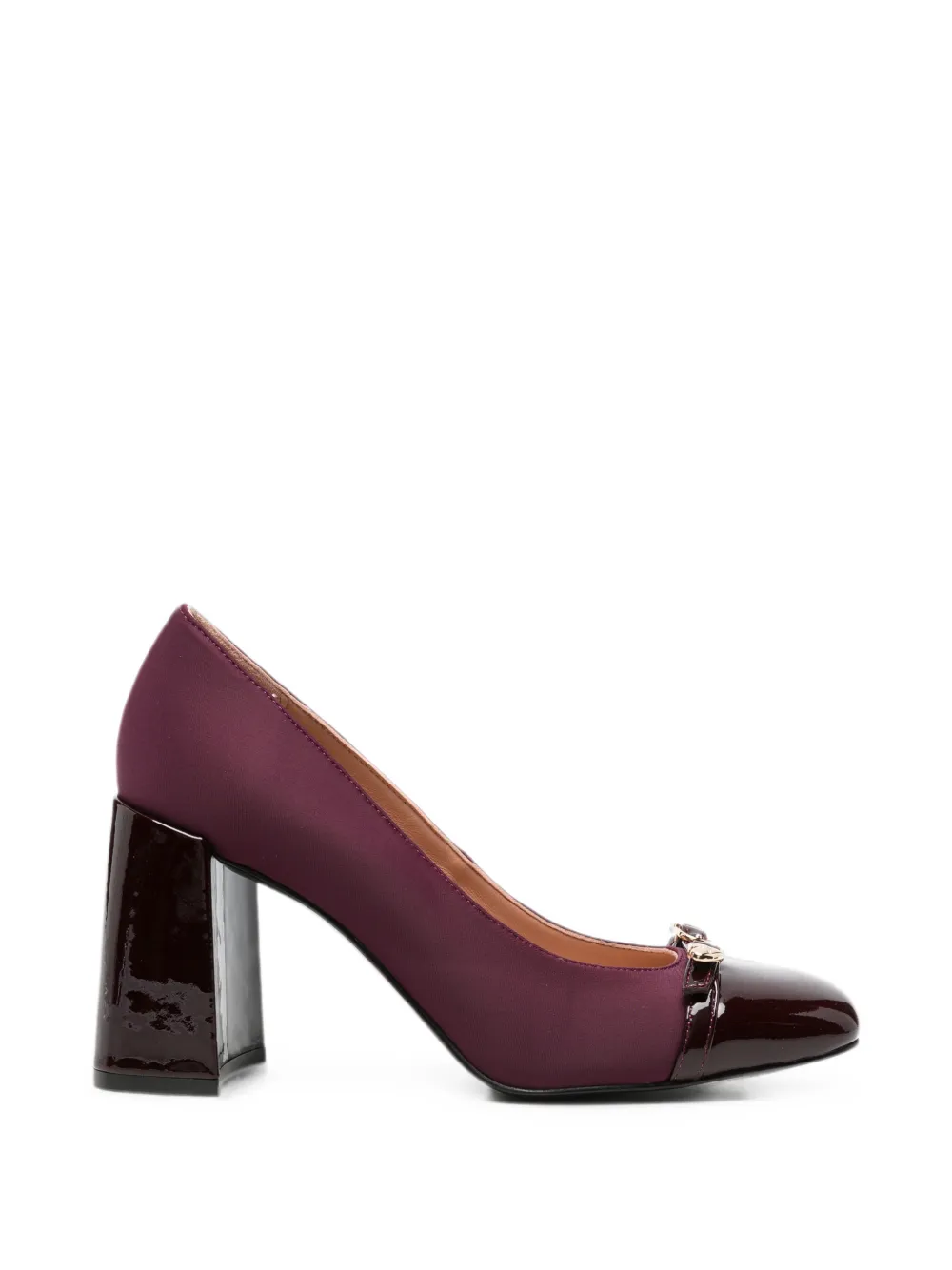 Love Moschino square-toe heart-detail pumps Paars