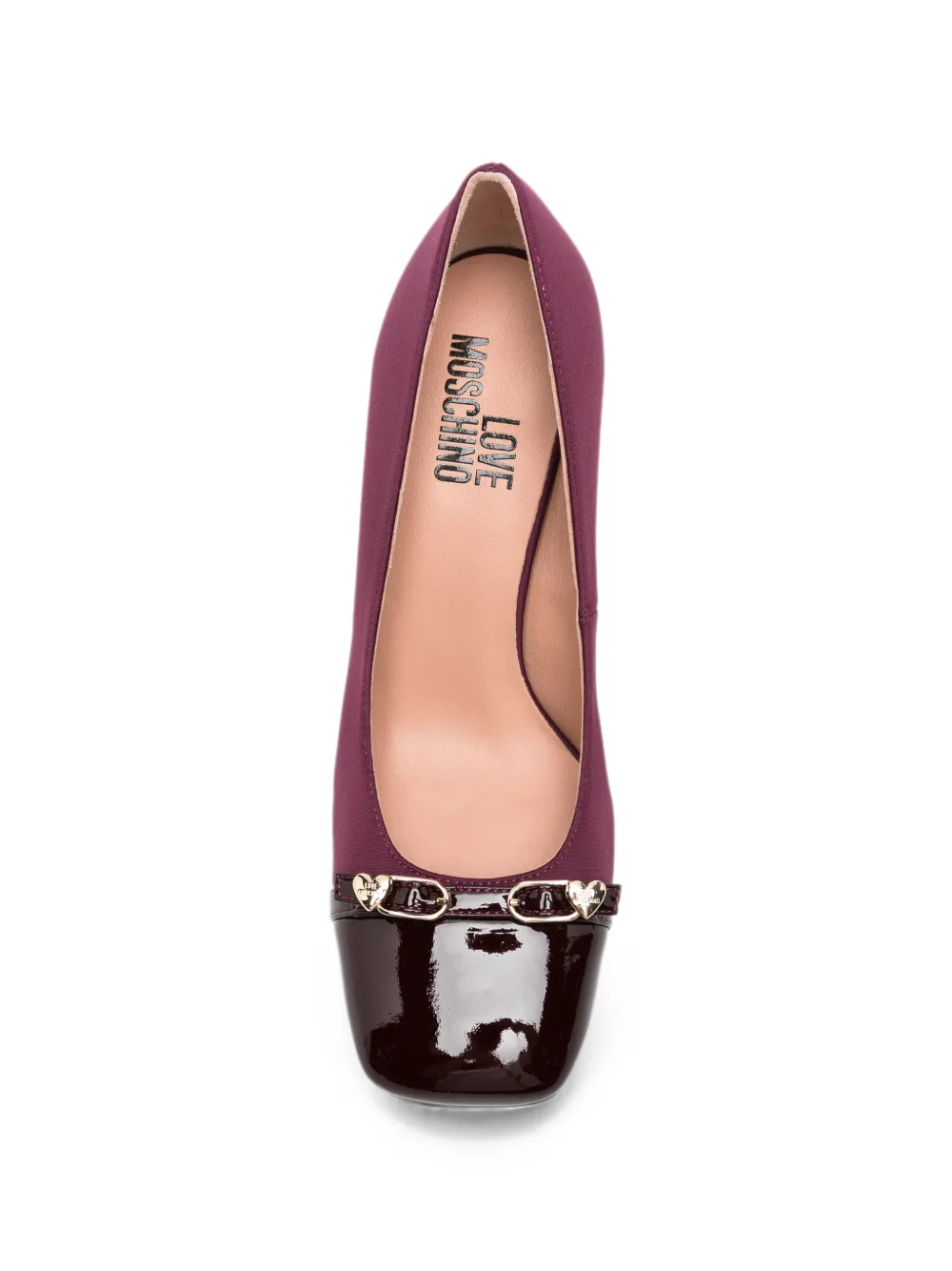 Love Moschino square-toe heart-detail pumps Paars