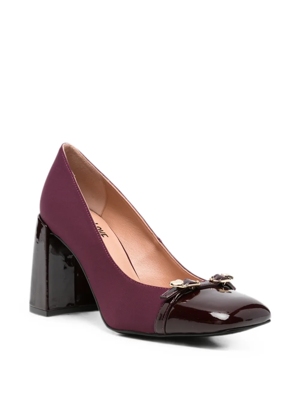 Love Moschino square-toe heart-detail pumps Paars