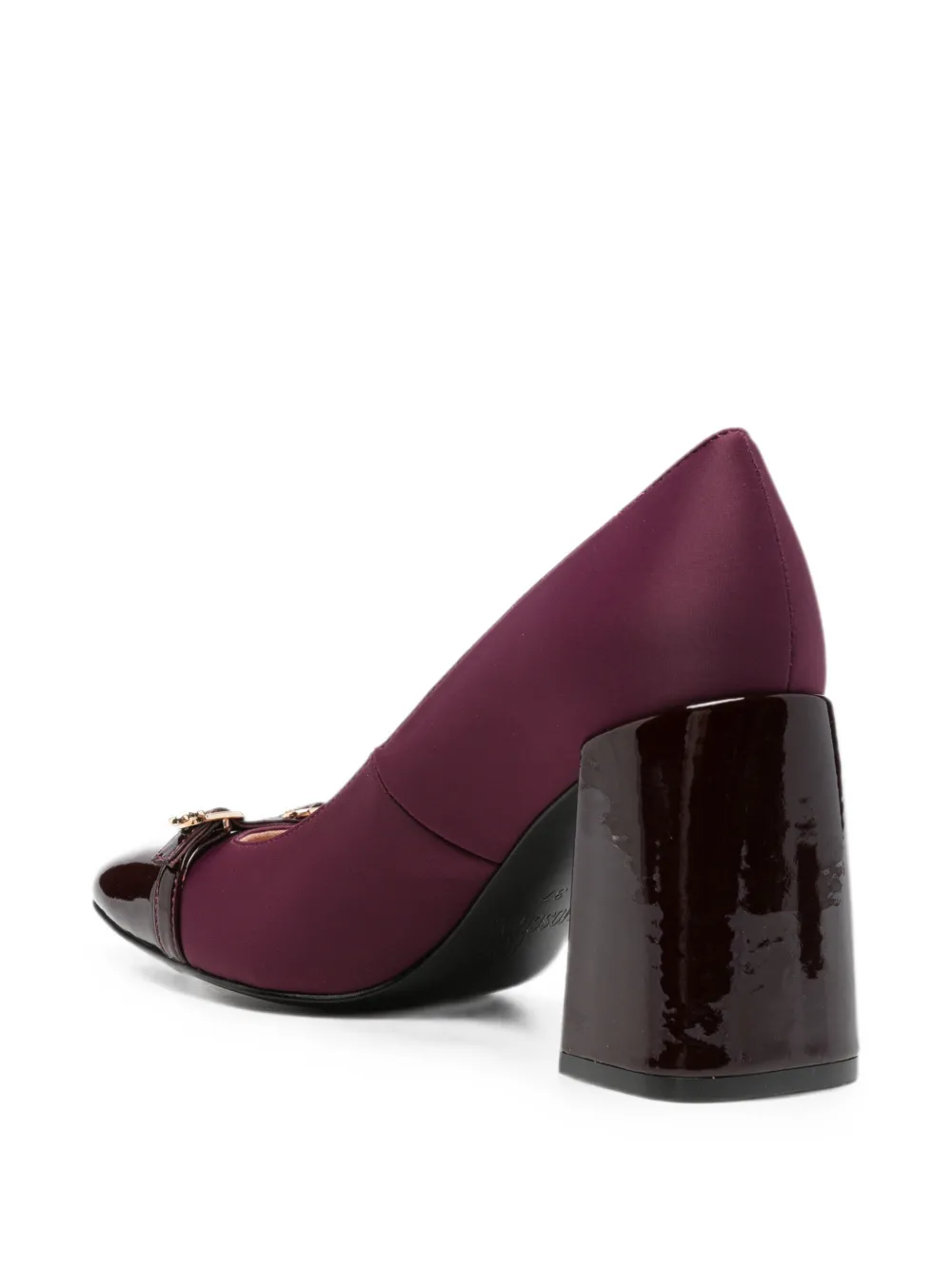 Love Moschino square-toe heart-detail pumps Paars