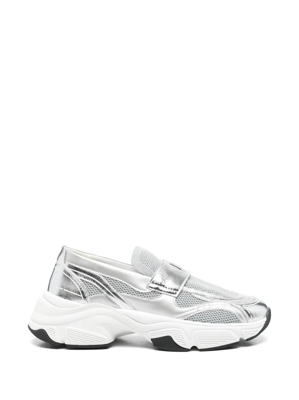 Love Moschino Stardust60 heart-motif metallic sneakers in Silver