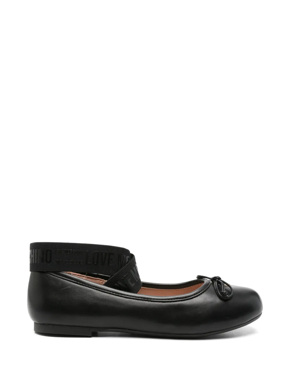 Love Moschino logo-strap bow-detail ballet flats - Nero