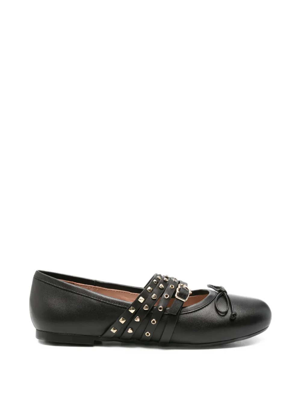 Love Moschino stud-embellished buckle-strap ballet flats - Nero