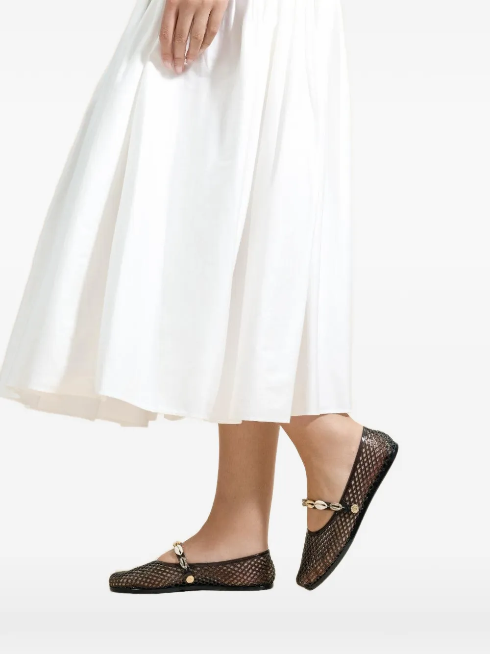 Ancient Greek Sandals Iro shell-embellished ballet flats - Nero