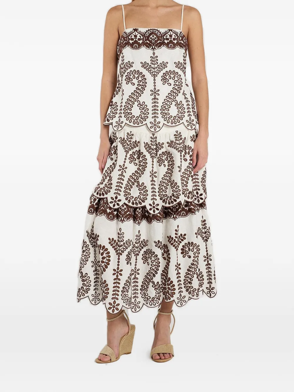 Christy Lynn Gonna lunga con ricamo - Bianco