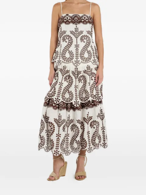 Christy Lynn Finn flower-embroidered maxi skirt