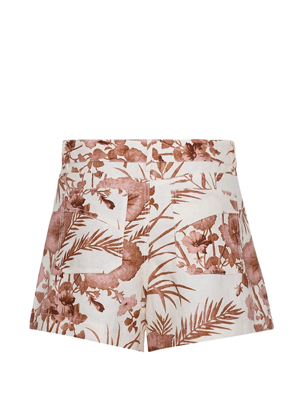 Cara Xenia linnen shorts met bloemenprint Beige