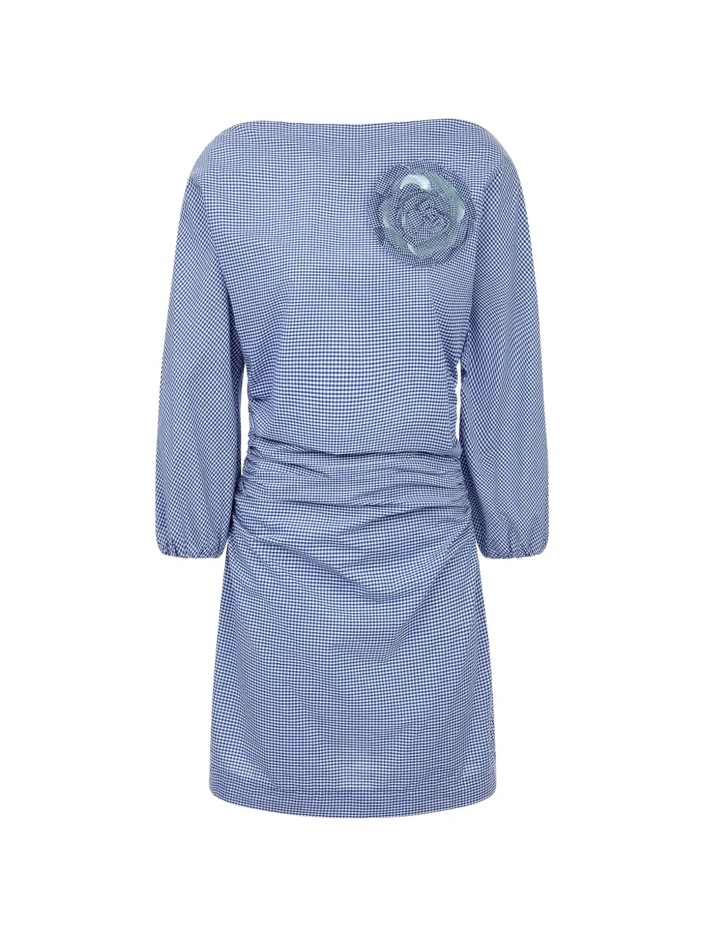 Bernadette Ezra gingham-check brooch dress - Blu
