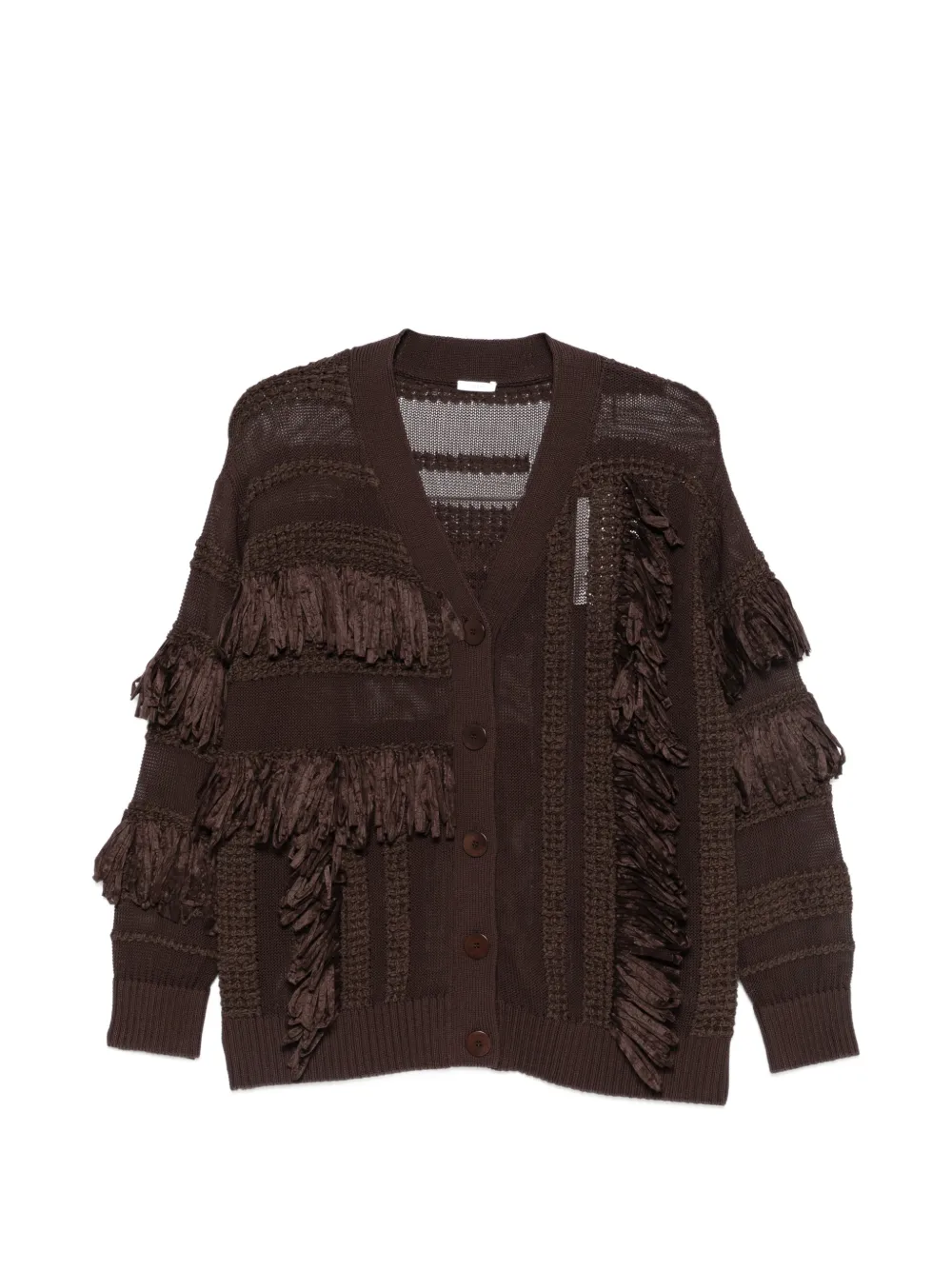 JOSEPH Musa fringe-trimmed cardigan - Marrone
