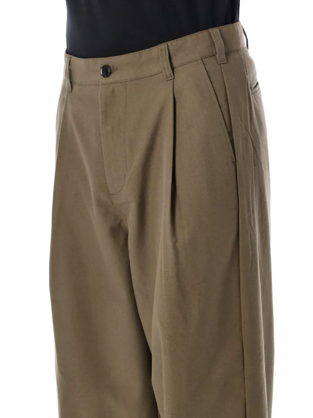 Obey Dean plooibroek met wijde pijpen Beige