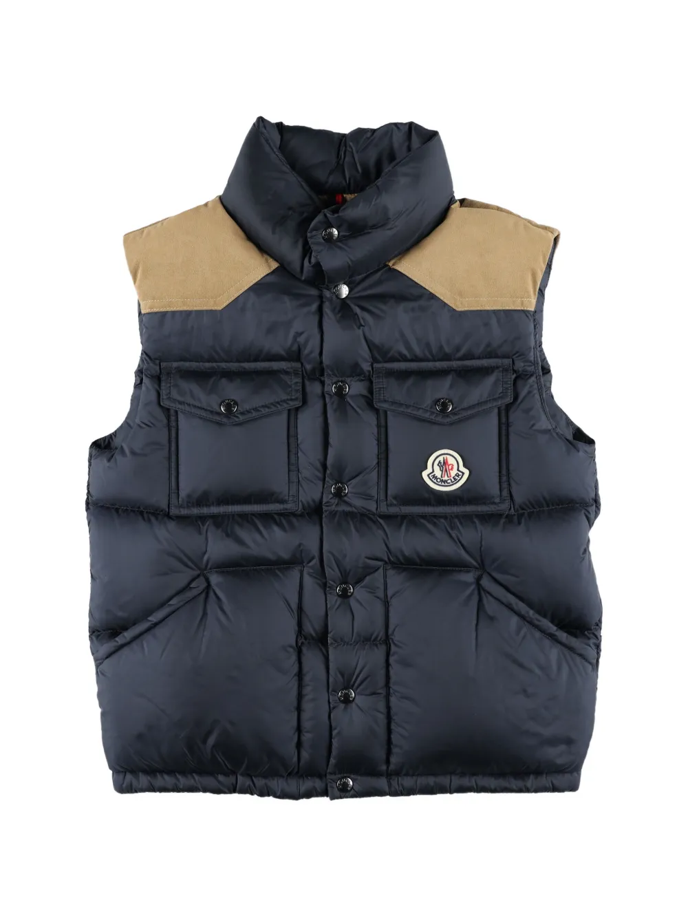 Moncler Enfant Stellaire gewatteerde bodywarmer met vlakken Blauw