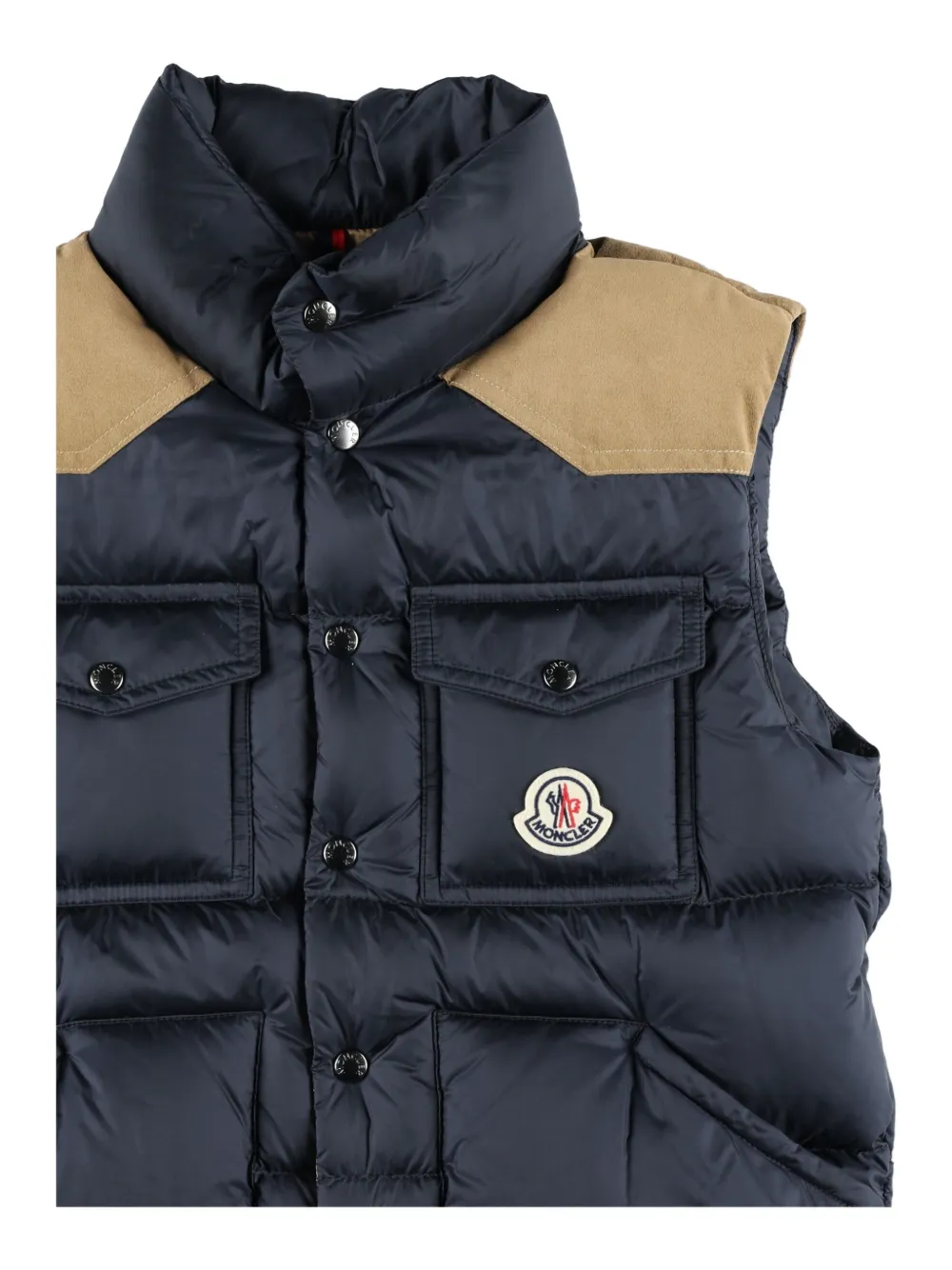 Moncler Enfant Stellaire gewatteerde bodywarmer met vlakken Blauw