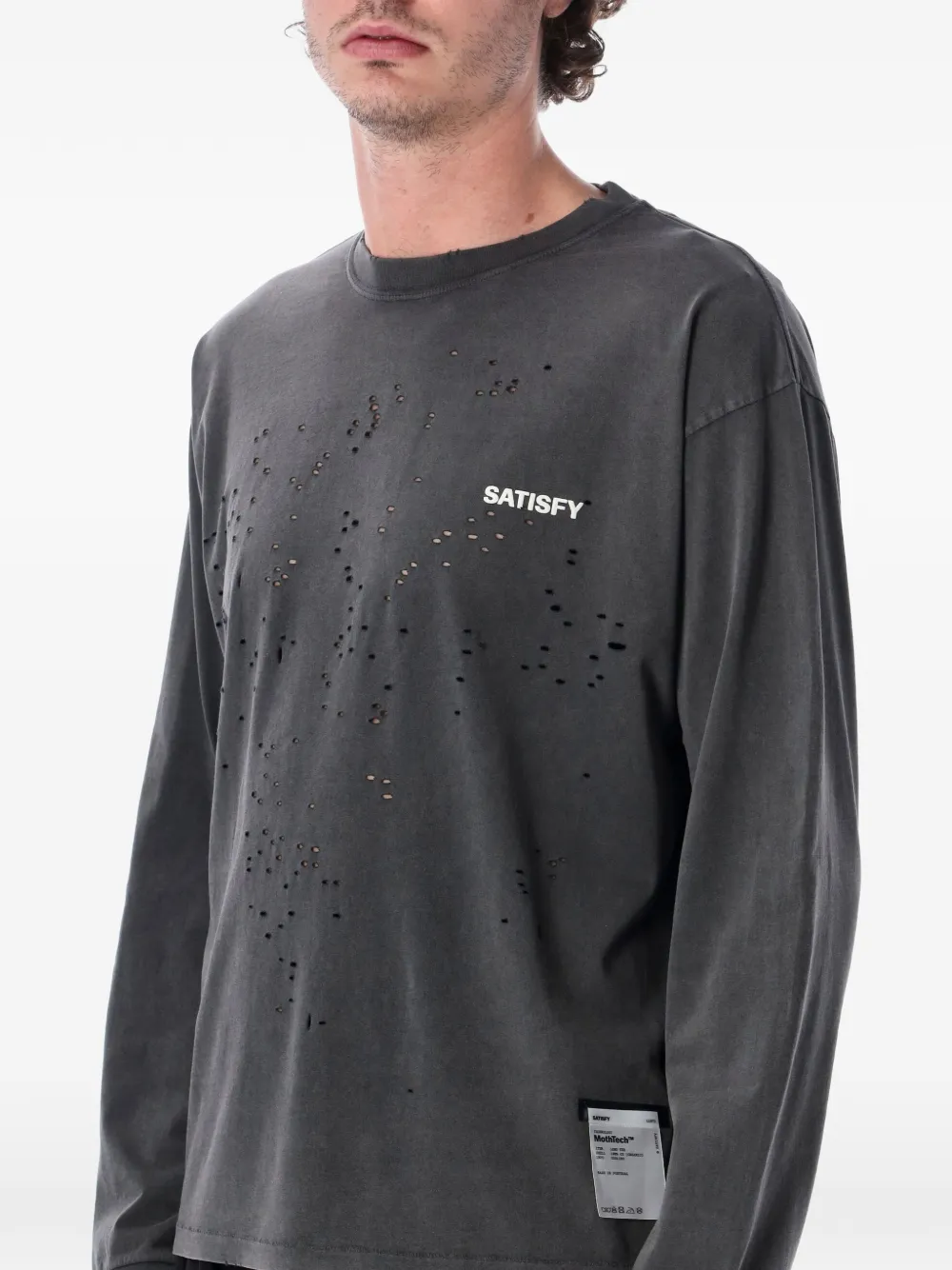 Satisfy MothTech distressed T-shirt Zwart