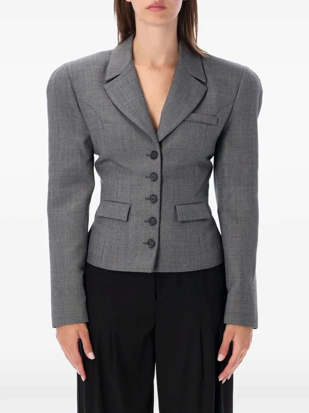 Magda Butrym belted storm-flap blazer - Grigio
