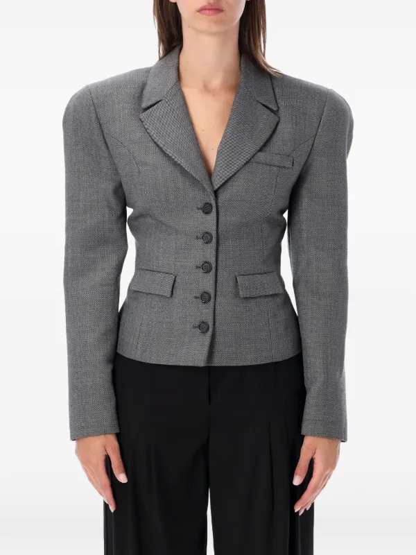 Magda Butrym Belted Storm-flap Blazer in Grey