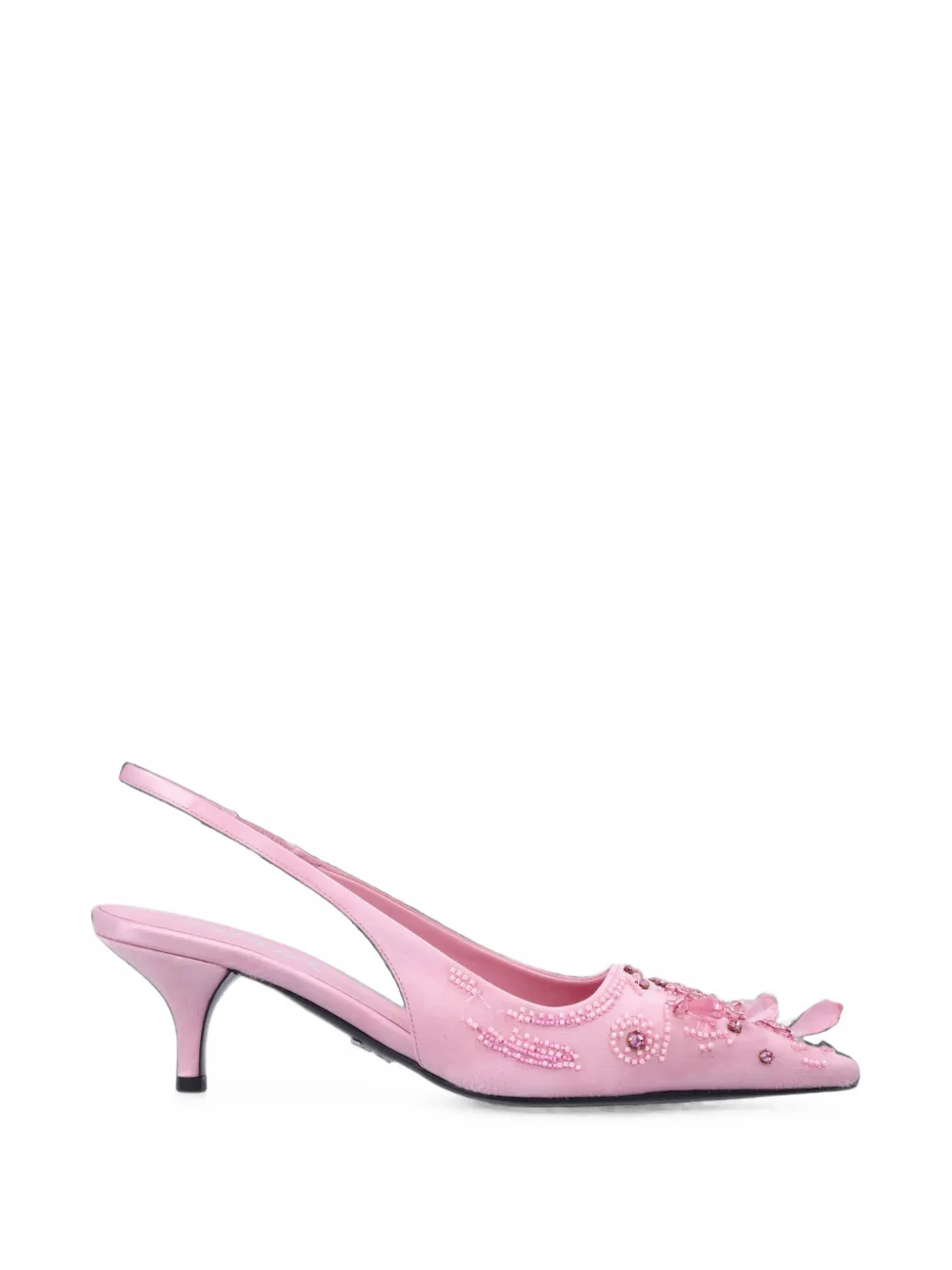 Prada embroidered satin slingback pumps Roze
