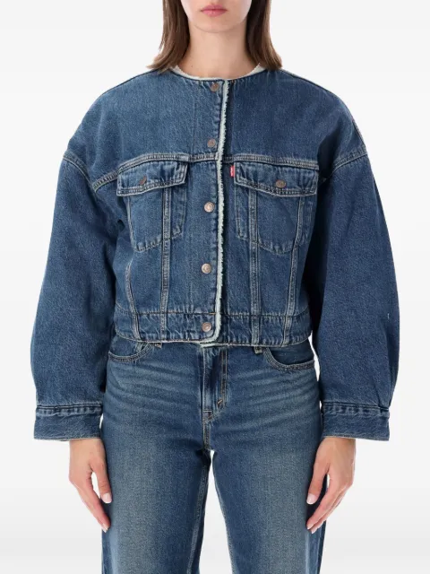 Levi's faux-shearling-trim cropped denim jacket