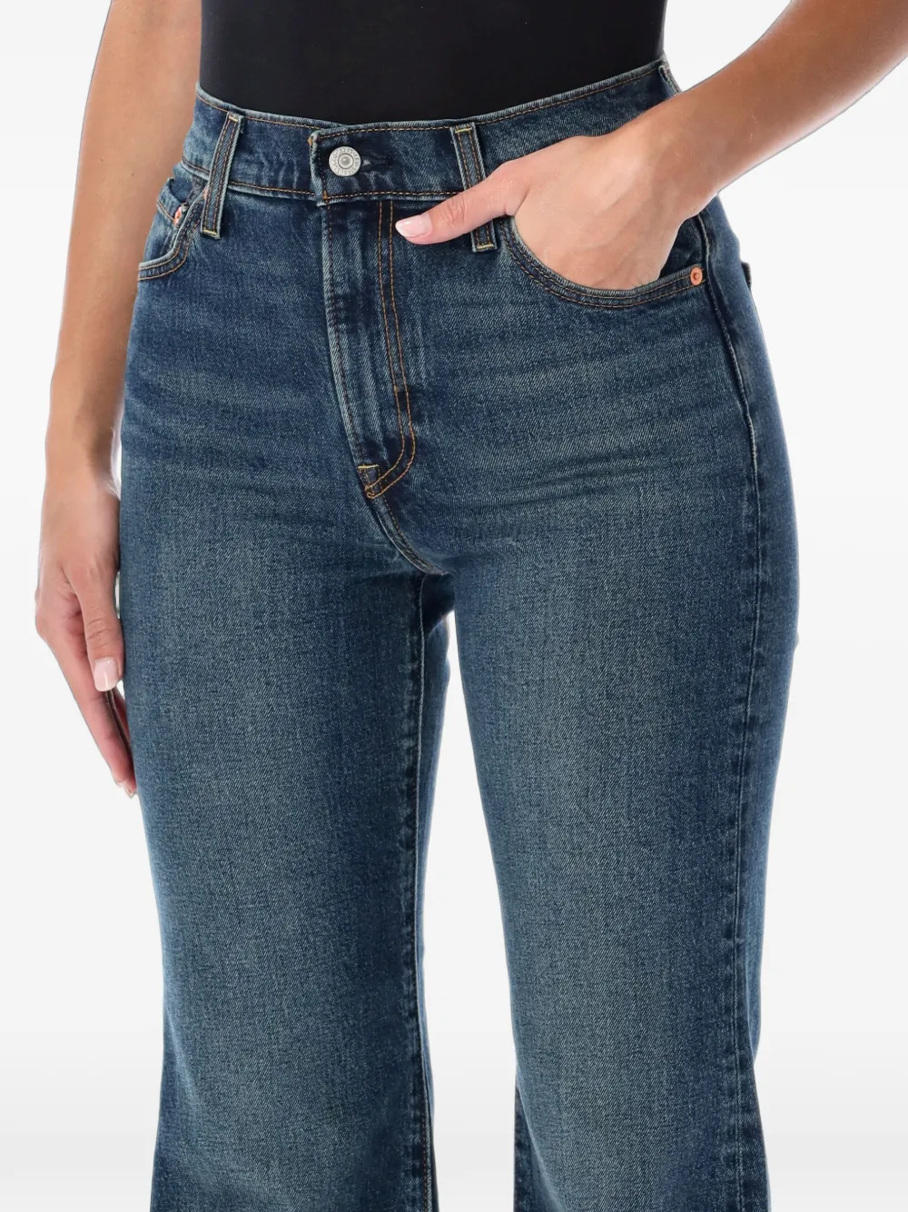 Levi's Ribcage flared jeans met verwassen effect Blauw
