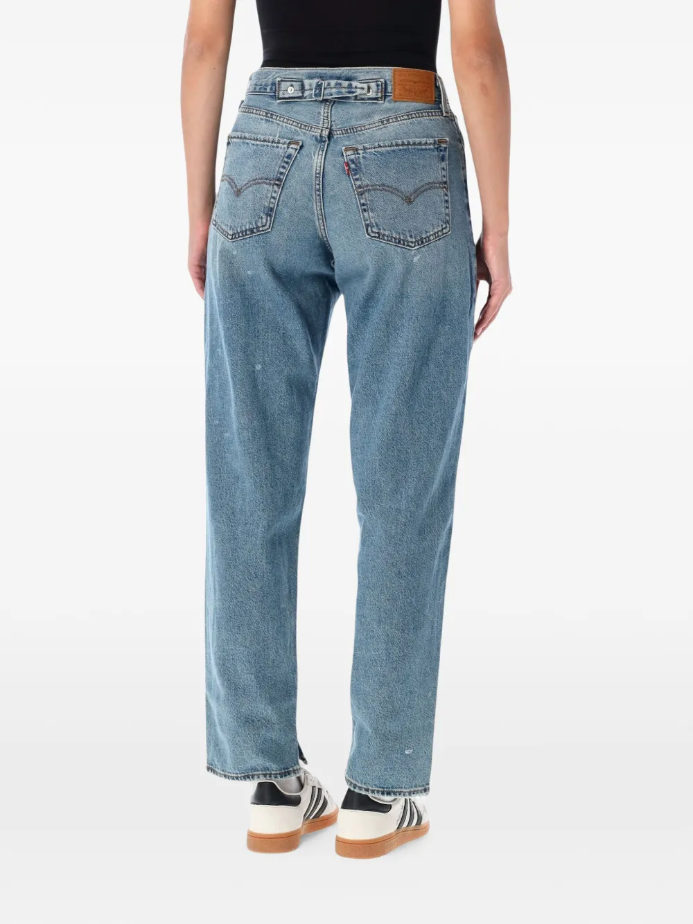 Levi's distressed cinched-back jeans Blauw