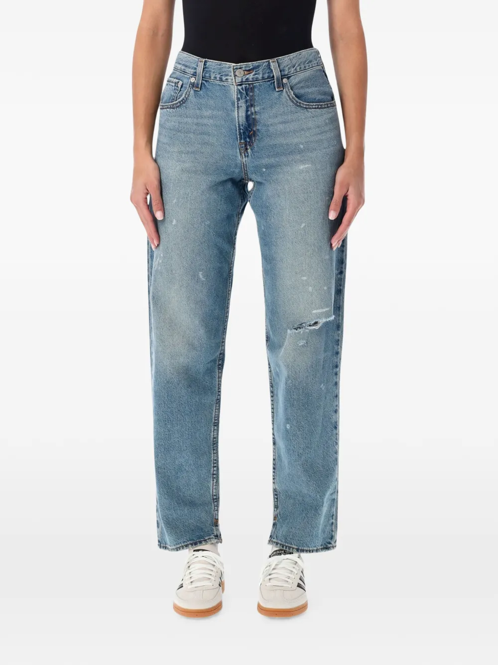 Levi's distressed cinched-back jeans Blauw